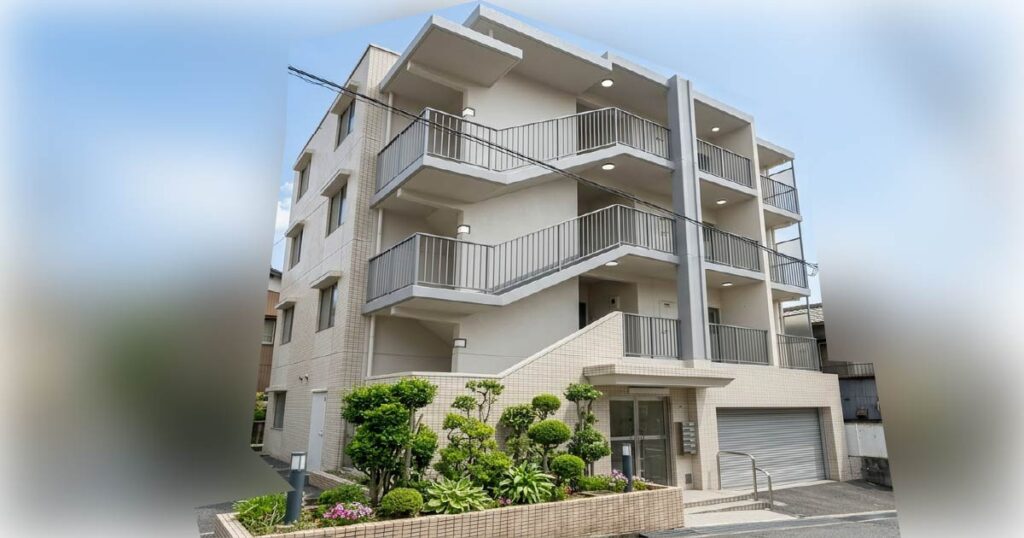 八王子市の4階建てマンションにおける外部改修工事前の様子